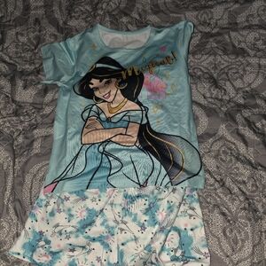Disney Jasmine Kids Pajama Set - Aqua and White